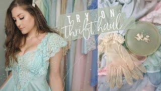  TRY ON VINTAGE HAUL  Thrift Stores & Estate Sales  Girly Shabby Chic Glam