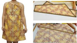 DIY SIMPLE CUTTING AND SEWING TIE FRONT BATIK SUMMER DRESS