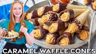 Chocolate Caramel Waffle Cones  These are so delicious