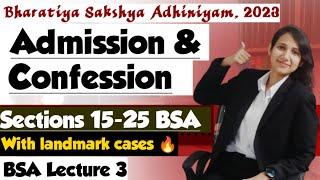 BSA Lecture 3  Section 15-25 of Bharatiya Sakshya Adhiniyam 2023  Admission and Confession in BSA