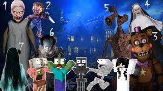 Ghosts Granny Chucky Freddy Pennywise and Friends  Monster School - Minecraft Animation