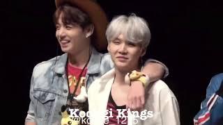 Jungkook touching Yoongi without any reason YOONKOOK MOMENTS