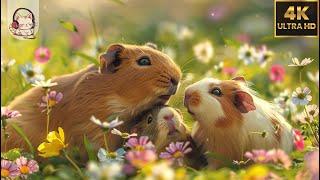 CUTE WORLD Of HAMSTER  GUINEA PIG & CAPYBARA  4K60FPS ANIMALS FILM with Relaxing Music