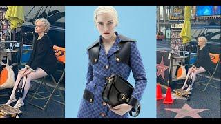 Julia Garner shows up in Hollywood Walk of Fame Cucci Commercial Shooting