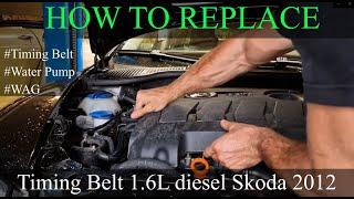 Timing belt replacement Skoda Octavia 1.6 diesel 2008-2015