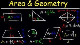 Area of a Rectangle Triangle Circle & Sector Trapezoid Square Parallelogram Rhombus Geometry