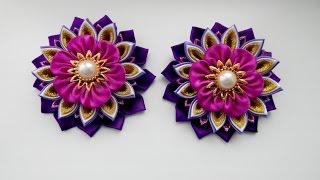 ЗАЖИМЫ С ЦВЕТАМИ МК  DIY KANZASHI FLOWERS HAIR CLIP