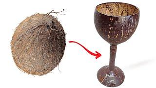 Making a Wine Glass using coconut shell  biddis creativity  How to make Wine Glass