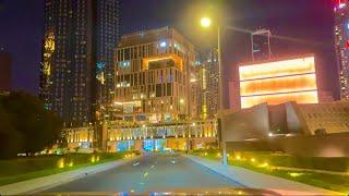 Dubai UAE deira to downtown dubai late night drive