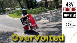 Power Wheelchair Scooter Gets OverVolted MORE 48v Fast Scooters OverVolt Kit BtrPower 48v15ah Lipo