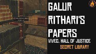 Galur Ritharis Papers in Vivec Secret Library TES III Morrowind