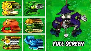 PVZ 1 Challenge - Full Screen Of All Hybrid Plants Vs Full Screen Of Hypnotist Zombie -Who Will Win?