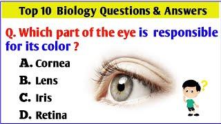 Top 10 Biology Questions & Answers  Bio Quiz  Biology Questions For All Competitive Exams 