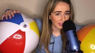 ASMR INFLATING AND DEFLATING TWO BEACH BALLS fast tapping scratching crunching