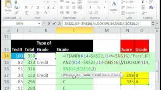 Excel Magic Trick 526 Grading Pass  Fail or Letter Grade Formula IF AND VLOOKUP functions