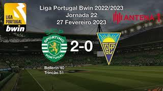 Sporting x Estoril 2-0 Relato Golos Rádio Antena 1  Liga Portugal Bwin 20222023 Jornada 22