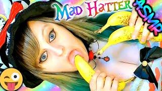 ASMR  MAD HATTER  GONE BANANAS Banana Eating Mouth Sounds Chewing Cosplay Chubby Girl Fun 