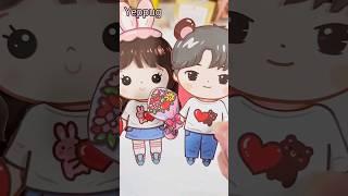 예뿍🩷우기 커플룩 코디 #couple #matchingoutfits  #shorts #diy #paperdolls 예뿍 종이구관 종이인형