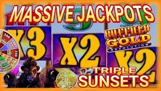 WOW MASSIVE JACKPOTS and TRIPLE SUNSETS in Buffalo Gold Revolution Slot