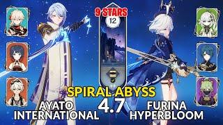 New 4.7 Spiral Abyss│Ayato International & Furina Hyperbloom  Floor 12 - 9 Stars  Genshin Impact
