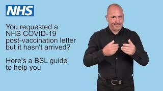 BSL guide for if your NHS COVID-19 post-vaccination letter has not arrived