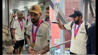 LIVE FROM DELHI AIRPORT CHAMPION INDIA ARRIVAL WITH TROPHY  ROHIT KOHLI LIVE