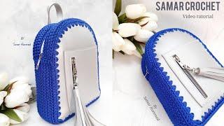 كروشيه شنطة باكظهر بخيط مكرمية سلسلةسهلة التنفيذcrochet backpackzaino alluncinettoрюкзак крючком