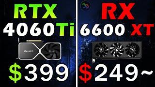 RTX 4060 Ti vs RX 6600 XT  REAL Test in 10 Games 1080p  Rasterization Ray Tracing DLSS 3 FG FSR