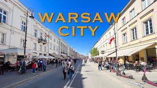 Walking Tour Downtown - Warsaw City Poland 4K 60fps City Walk - Travel Walk Tour