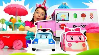 Alles in Ordnung mit Robocar Poli. Wir machen Eis. Spielzeug Video mit Irene