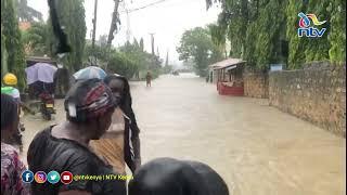 Heavy rains in Mombasa cause flash floods submerging roads in Bombolulu Estate