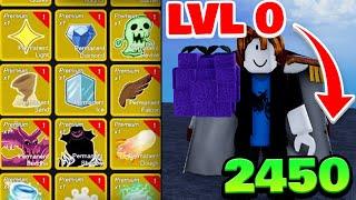 NOOB goes Level 1 - 2450 With ALL PERMANENT FRUITS in Blox Fruits Roblox Roblox Blox Fruits