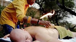 ASMR Indian Back Massage Treatment  Fire and Cupping