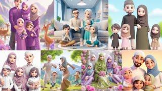 Mother Father and Children cartoon dpz  cute cartoon family dp image  profile picture  perents dp