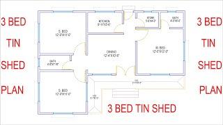 HOUSE PLAN DESIGN  EP 259  900 SQUARE FT 3 BHK TIN SHED HOUSE PLAN  LAYOUT PLAN