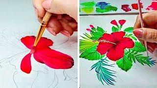 ONE STROKE PAINTING  FLORAL PAINTING TUTORIALS