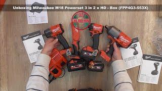 Unboxing Milwaukee M18 Powerset 3 in 2 x HD   Box FPP4G3 553X - Bob The Tool Man