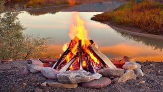  LIVE  Cozy Campfire with Crackling Campfire Fire Sounds. Green River Campfire