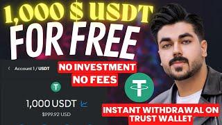 Crypto Airdrop  How To Get FREE $1000 USDT Fast  Step By Step  No Investment  No Gas Fees