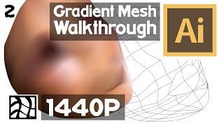 Gradient Mesh Advanced Tutorial - Learn Realistic Drawing Adobe Illustrator - Face Episode 2