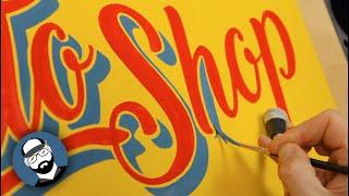 Lettering a traditional auto shop sign - SCRIPT & SHADOW - The art of SIGN PAINTING Signwriting