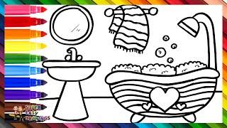 Drawing and Coloring a Bathroom ‍️ Drawings For Kids