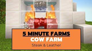 5 Minute Cow Farm - Cooked Steak & Leather Farm for Minecraft 1.21