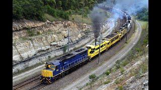 Australian diesel locomotives including streamliners - SSR - Banking over Fassifern - 2011