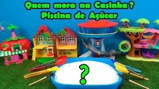 Quem mora na casinha? Piscina de açúcar da tia Cris #patrulhacanina #peppapig #moranguinho