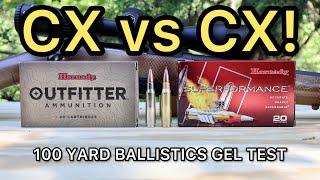 308 Winchester Hornady Outfitter vs Superformance CX Ballistics Gel Ammo Test