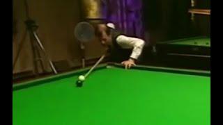 Incredible pot on the pink and amazing one-armed pot on the black by Alex Higgins. Snooker genius