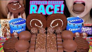 ASMR LEFTOVER DESSERT RACE OREO ICE CREAM CHOCOLATE ROLL CAKE MILKA BIG CHOCOLATE MARSHMALLOWS 먹방