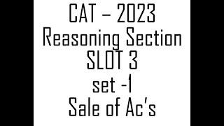 CAT 2023 Reasoning Section SLOT 3 SET 1