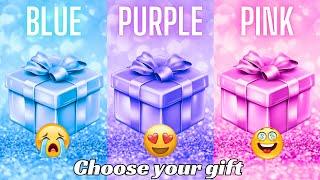 Choose your gift  3 gift box challenge 2 good & 1 badBlue Purple & Pink #choosebox #games